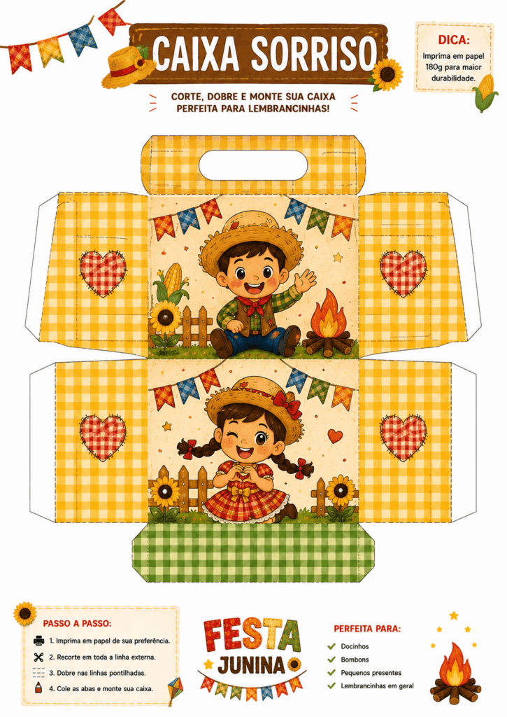 Caixa de pipoca tema festa junina