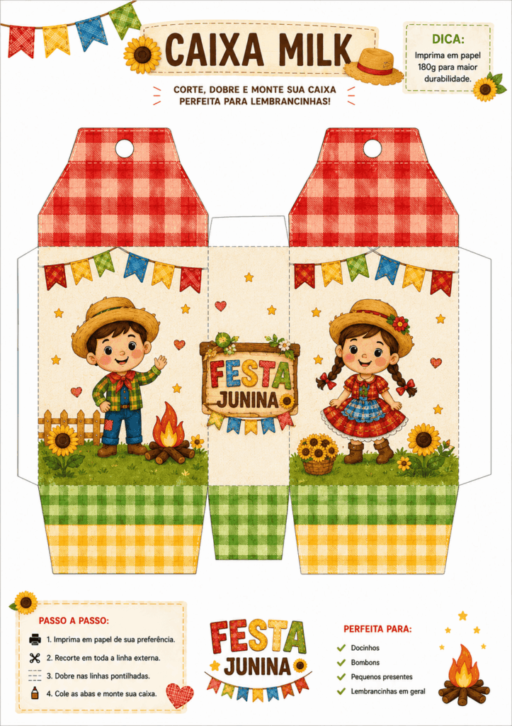 Caixa de pipoca tema festa junina
