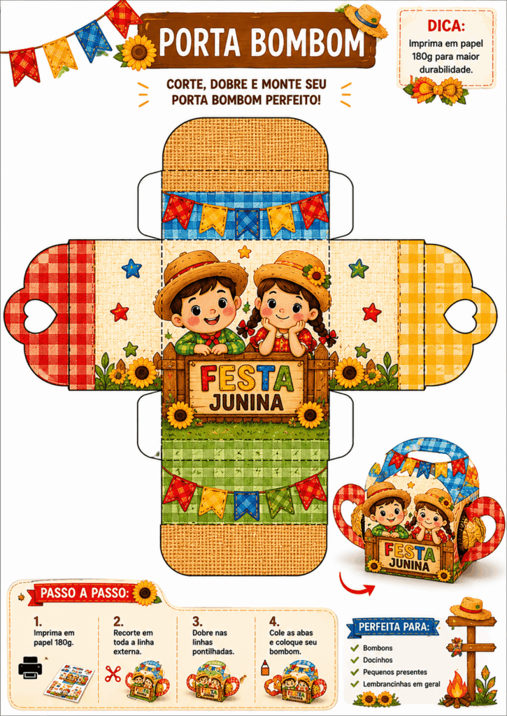 Caixa de pipoca tema festa junina