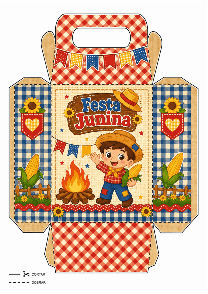 Caixa de pipoca tema festa junina
