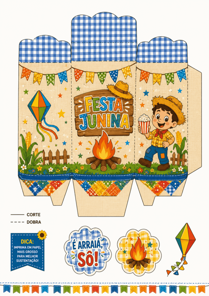 Caixa de pipoca tema festa junina