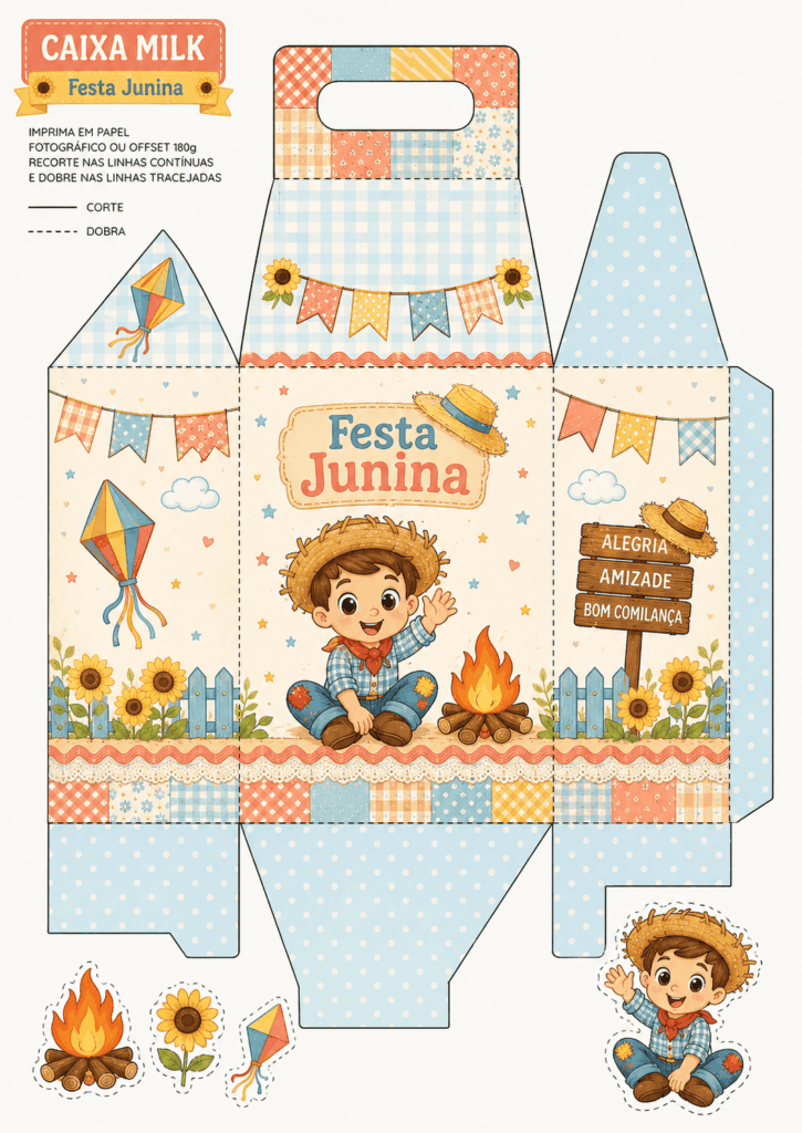 Caixa de pipoca tema festa junina