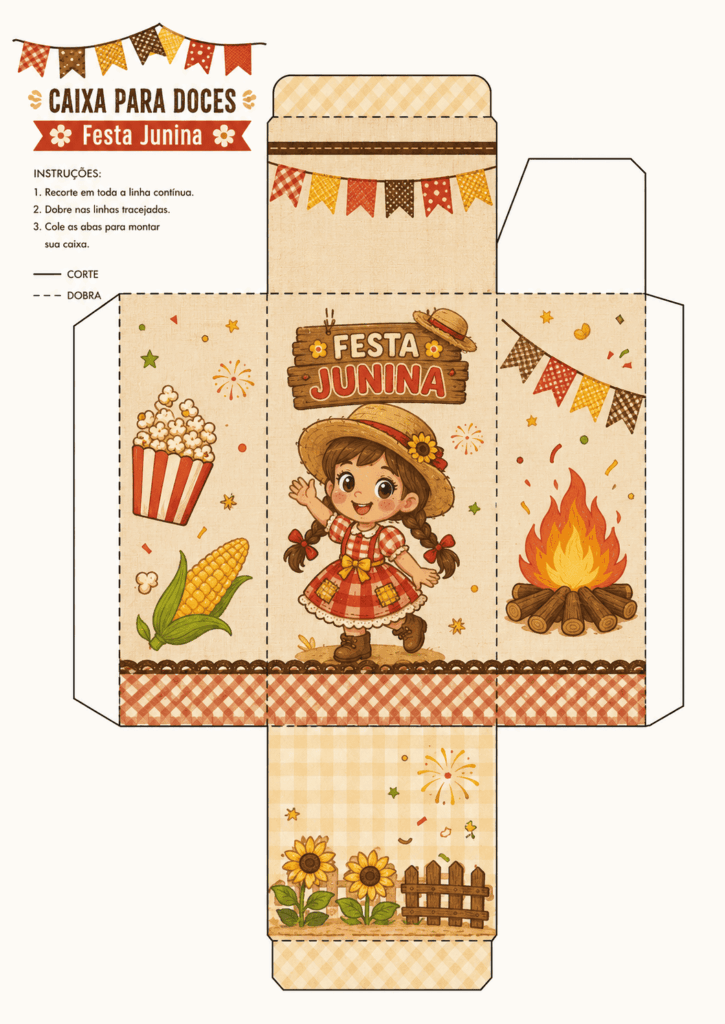 Caixa de pipoca tema festa junina