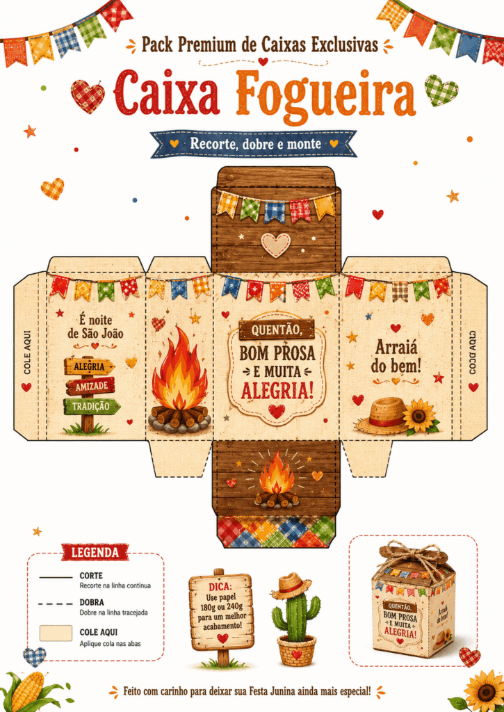 Caixa de pipoca tema festa junina