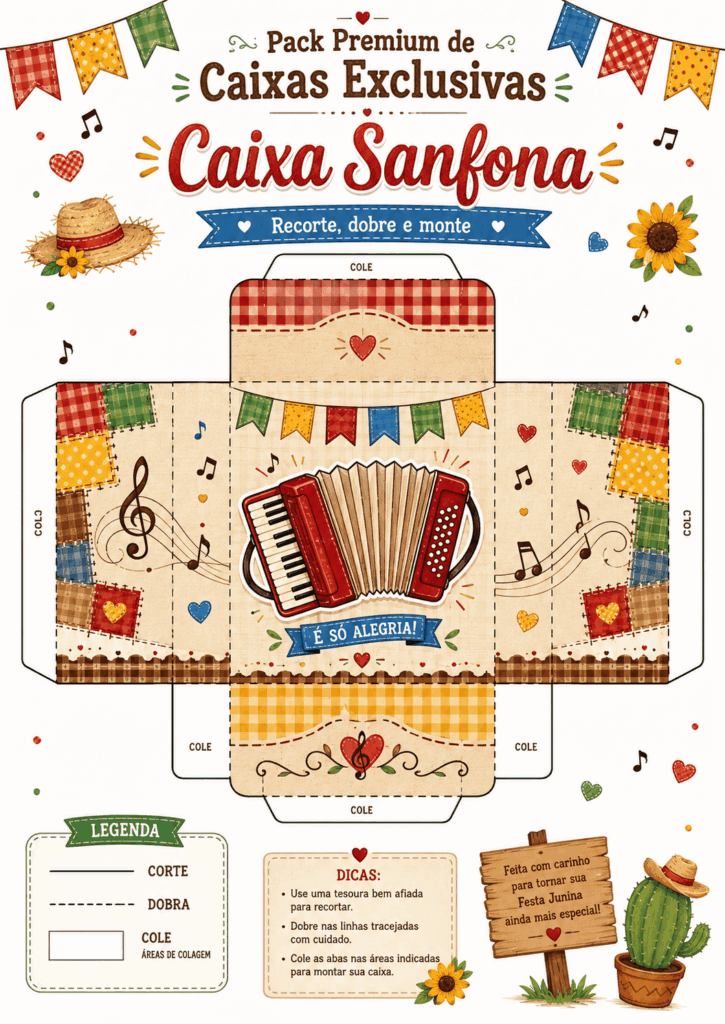 Caixa de pipoca tema festa junina