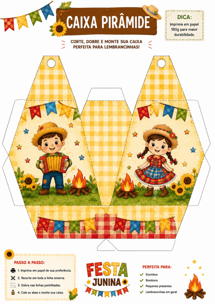Caixa de pipoca tema festa junina